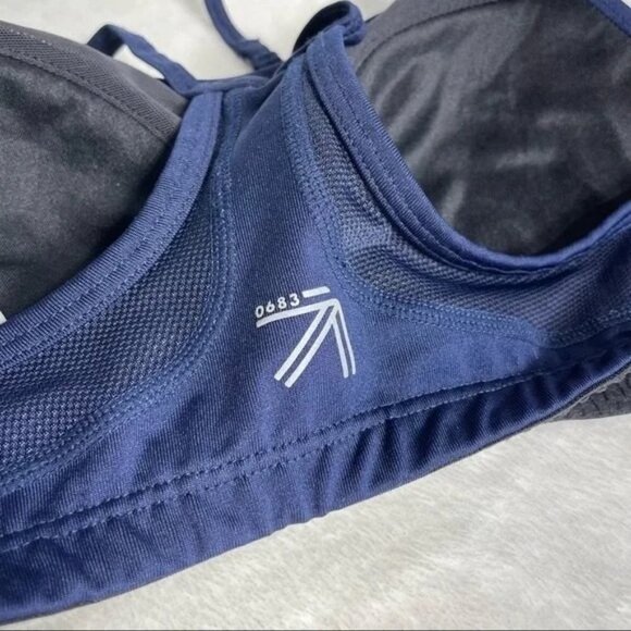 New Balance x J. Crew Navy Blue White Striped Sports Bra Sz Small 32AB-34A 0683 - Picture 6 of 8